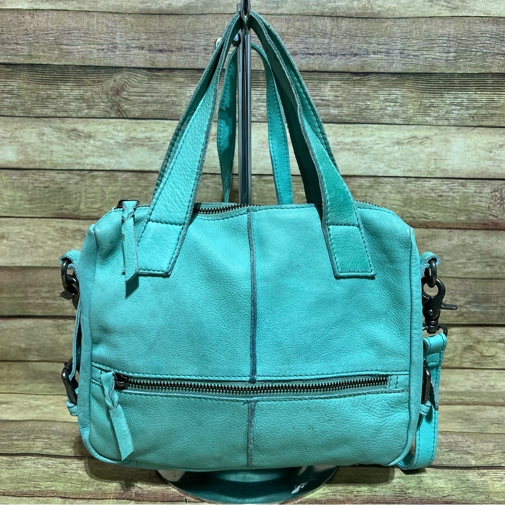 Cut N’ Paste Light Blue leather handbag